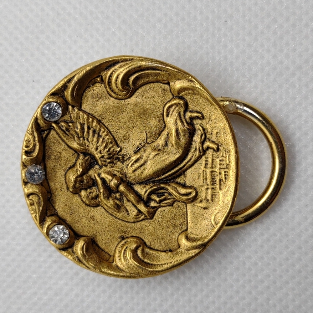 Vintage Angel Holding Child Medallion Charm Holder Brooch